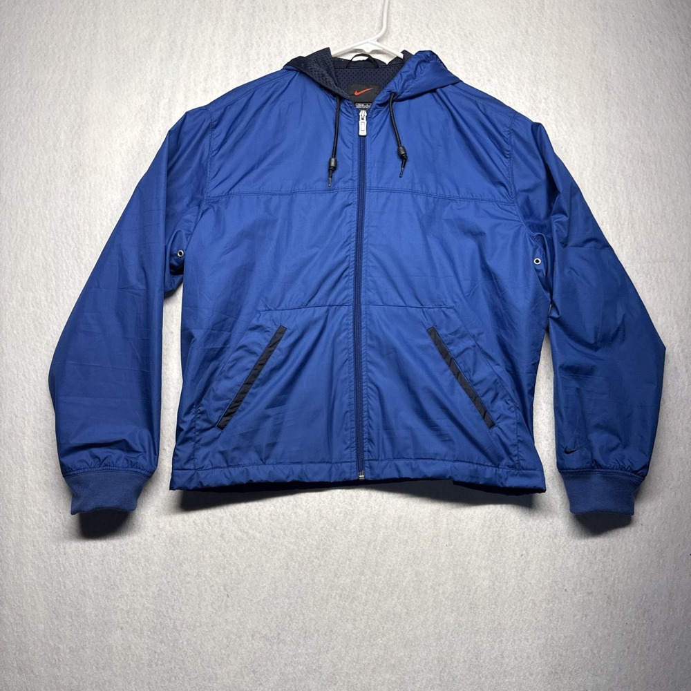 Nike Kids Blue Full Zip Hooded Windbreaker Jacket Mesh Lined Youth Large 12-14